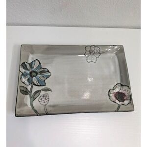 Pfaltzgraff HARKER Rectangular Serving Platter 10321098 Floral Blue Pink Flowers
